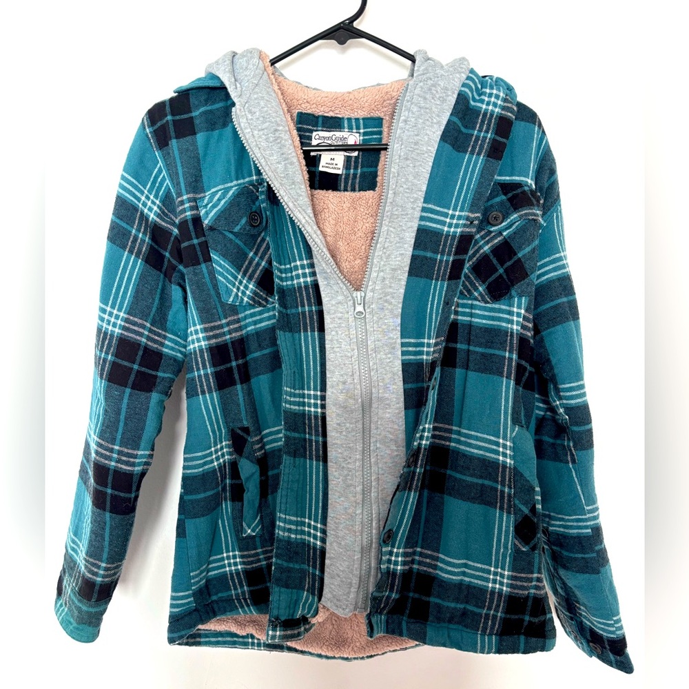 Canyon Guide Fleece-Lined Flannel Hoodie Size M